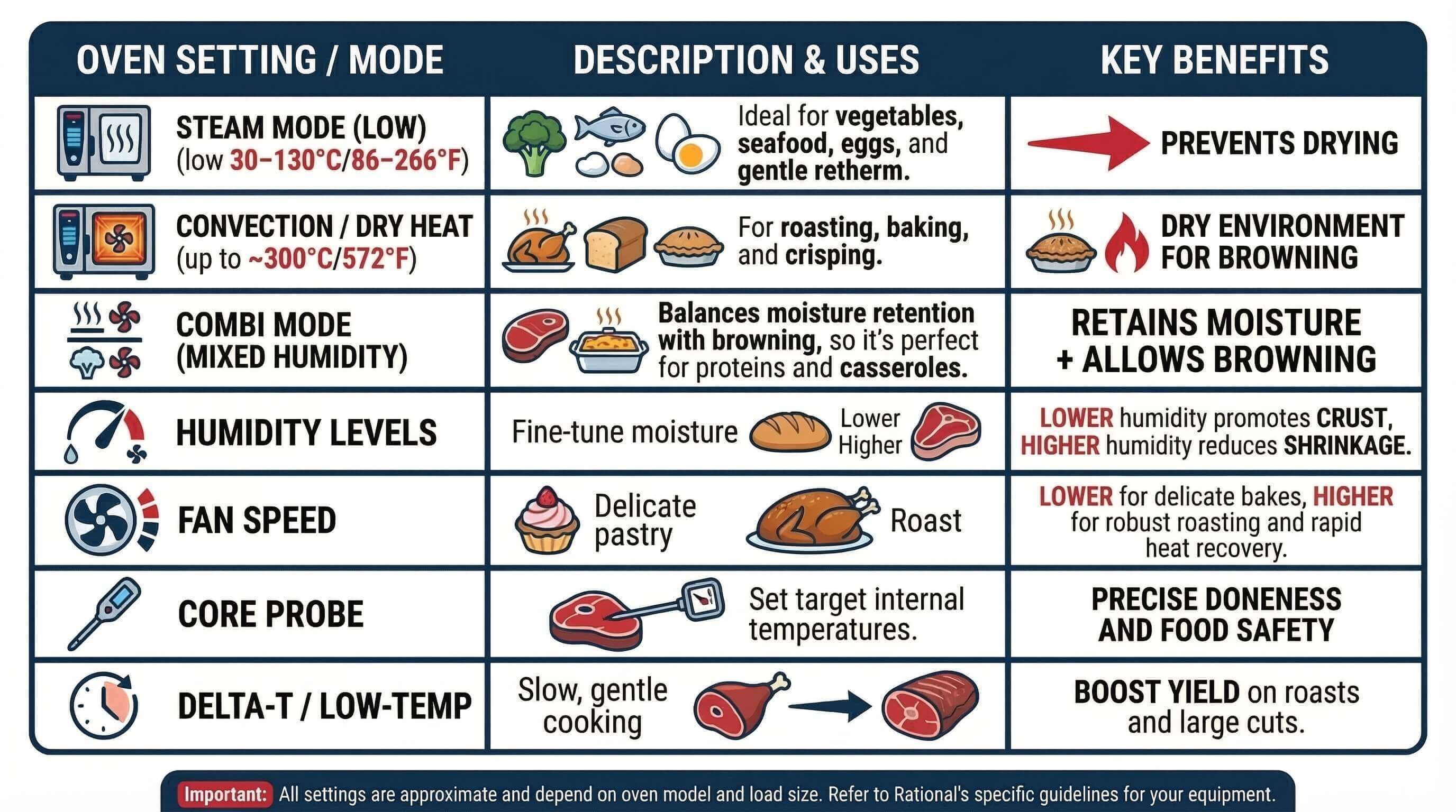 rational oven settings